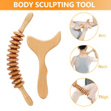 JUNRA 4 PCS Wood Therapy Massage Tools, Lymphatic Drainage Massager Maderoterapia Kit Wood Therapy Tools for Body Shaping Sculpting