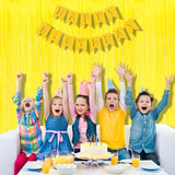 BRAVESHINE Foil Fringe Curtain Backdrop - 2 Pack Yellow Tinsel Photo Booth Backdrop Party Streamers for Birthdays, Christmas, Lemon, Smiley Kids' Party Decorations