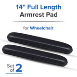 AlveyTech Heavy Duty 14" Full Length Armrest Pad for Wheelchair (Set of 2) - Black Vinyl Comfortable Pad with Four Mounting Screws, Replacement Accessories, for Invacare & Drive Medical Wheelchairs