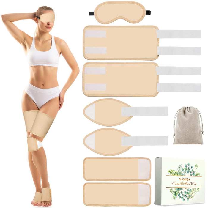 Castor Oil Pack Wrap Organic Flannel Cotton, Castor Oil Pack Kit, Castor Oil Eye Pack, Castor Oil Pads for Knee and Leg, Castor Oil Pack for Feet, Reusable, Machine Washable