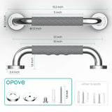 opove 12" Grab Bars for Shower and Bathroom, Anti-Slip Shower Handles for Elderly, Seniors, Handicap & Pregnant Women, Gray (1 Pack)