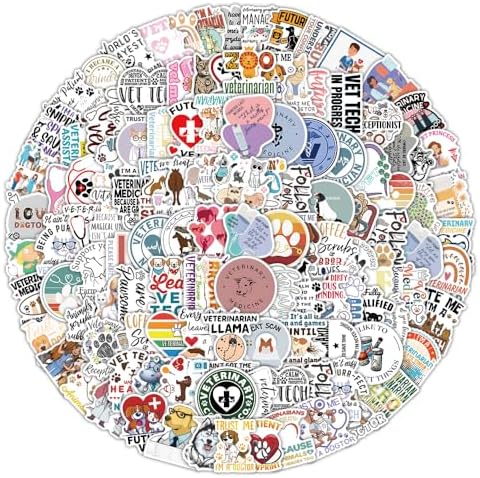 156Pcs Veterinary Stickers, Vet Stickers, Cute Veterinarian Stickers, Veterinary Gifts, Vinyl Waterproof Stickers for Water Bottle Skateboard Luggage Laptop Computer Phone