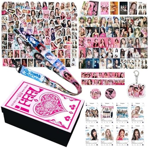 KPOPBP (G) I-DLE Gift Box Set Kpop Merch Photocards Album I Feel Lomo Cards, Lanyard, Keychain and Sticker for Fans Boys and Girls