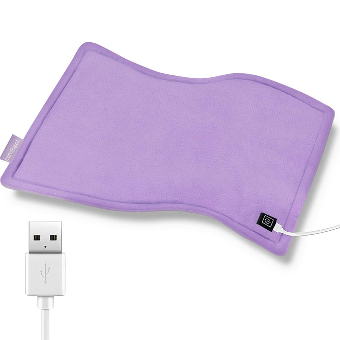 Comfheat USB Heating Pad for Car, 5V Portable Heated Travel Blanket Pads Heat Settings & Auto Shut Off, Moist & Dry Hot Therapy for Pain Relief Abdomen Cramps (16"x 12") (No Battery) - Purple