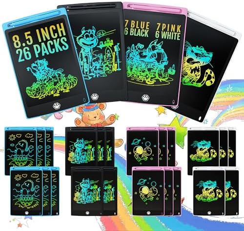 26 Packs LCD Writing Tablet, 8.5INCH Doodle Board for Kids, Erasable Kids Drawing Pad, Electronic Drawing Writing Board for Kids Adults Learning & Education, (Blue+Pink+Black+White)