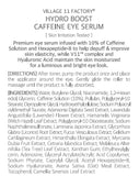 VILLAGE11FACTORY Hydro Boost Caffeine Eye Serum (0.33 fl.oz./10ml) - With 10% Caffeine Solution, Niacinamide & Hexapeptide-8, Depuff, Elasticity, Antiwrinkle and Brightening