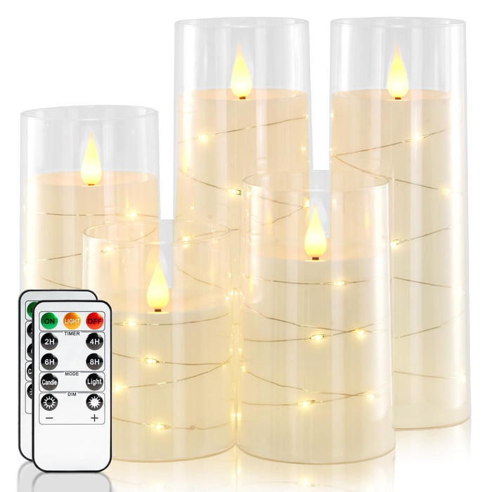 Homemory Flickering Flameless Candles, White LED Pillar Candles with Remote