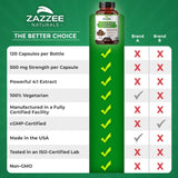Zazzee OSHA Root 4:1 Extract, 500 mg Strength, 120 Vegan Capsules, 4 Month Supply, Concentrated and Standardized 4X Extract, 100% Vegetarian, Ligusticum porteri, All-Natural and Non-GMO