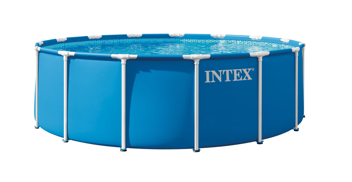 INTEX Metal Frame 15 ft x 48 in Above Ground Pool Set, Round Swimming