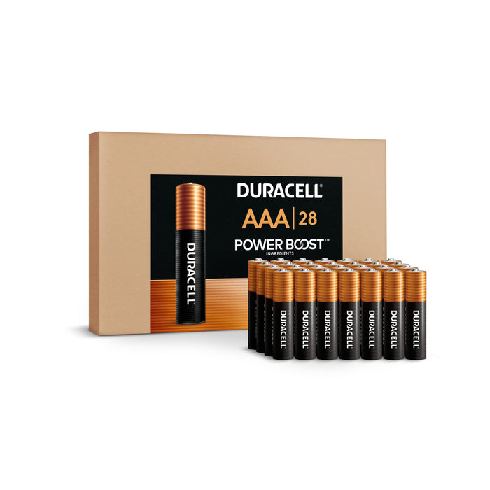 Duracell Coppertop AAA Batteries, 28 Count Pack Triple A Battery with Power Boost Ingredients, Long-lasting Power Alkaline AAA Battery for Household and Office Devices (Ecommerce Packaging)