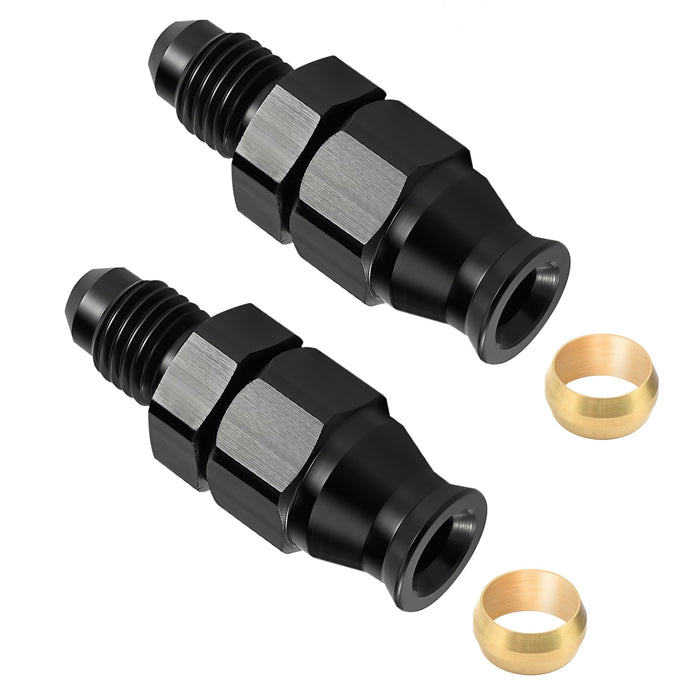 EVIL ENERGY 6AN Male to 3/8" Hardline Compression Fitting Adapter Aluminum Black 2PCS
