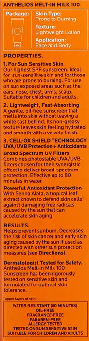 La Roche-Posay Anthelios Melt-In Milk Sunscreen SPF 100 | Sunscreen For Body & Face | Broad Spectrum SPF + Antioxidants | Oil Free Sunscreen Lotion | For Sun Sensitive Skin | Oxybenzone Free