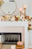 DearHouse Fall Garland Maple Leaf, 5.9Ft Hanging Vine Garland White with Pumpkins and Berries Thanksgiving Decor for Home Wedding Fireplace Party Christmas (White&Brown)