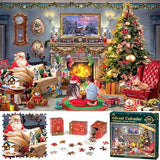 Jigsaw Puzzle Advent Calendar 2024 Christmas Countdown Puzzle - Festive Fireplace 1008 Pieces Puzzles for Adults and Kids 24 Boxes Advent Calendar for Men Women Boys Girls Gifts(27.56 x 19.68 Inch)