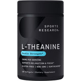 Sports Research L-Theanine 200mg with Organic Coconut Oil | Suntheanine Supplement for Focus, Relaxation & Alertness | Double Strength, Non-GMO & Gluten Free