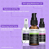 YEOUTH Hyaluronic Acid Serum with Vitamin C, Face Toner, Face Moisturizer, Skin Care Set for Wrinkles & Dull Skin, Mothers Day Gifts, Self Care Routine, Skin Care Gift Set 3-Piece