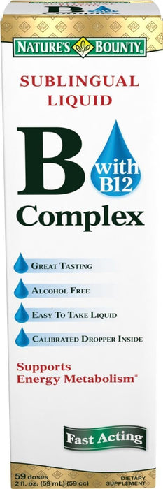 Nature's Bounty Vitamin B Complex Sublingual Liquid 2 oz ( Pack of 4)