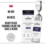 CREMO No Mix No Mess Hair and Beard Color Deep 2.7 Fluid Ounces, Jet Black, 1 Count
