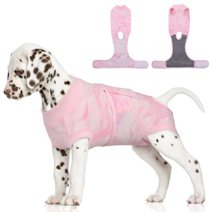 FUAMEY Recovery Suit for Dogs After Surgery,Soft Breathable Dog Bodysuit E-Collar & Cone Alternative Surgical Suit,Male Female Dog Neuter Spay Suits Anti Licking Wounds Onesie Pink Tie Dye XS