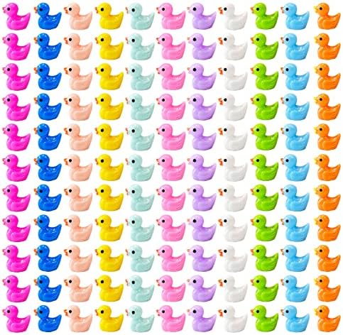 WEHOO 220 Pieces Mini Resin Duck Miniature Figures Micro Fairy Garden Landscape Aquarium Hide and Seek Prank Dollhouse Ornament Potted Plants Cake Decoration DIY Slime Craft Charms for Party Toys