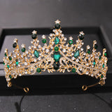 TOBATOBA Green Crown Green Tiara Crystal Wedding Tiara for Women Prom Queen Crown Headband Metal Princess Tiara Quinceanera Crown Headpieces for Birthday Prom Pageant Cosplay Halloween Costume Women