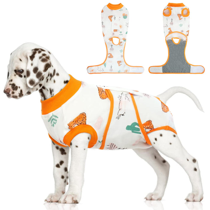 FUAMEY Recovery Suit for Dogs After Surgery,Soft Breathable Dog Bodysuit E-Collar & Cone Alternative Surgical Suit,Male Female Dog Neuter Spay Suits Anti Licking Wounds Onesie Orange Fox S