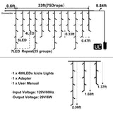 Christmas Lights Outdoor, 33ft 400 LED Warm White Icicle Lights for Outside House, Plug in Connectable Twinkle Tree Lights 8 Modes Timer Waterproof for Patio Window Party Indoor Holiday Decorations