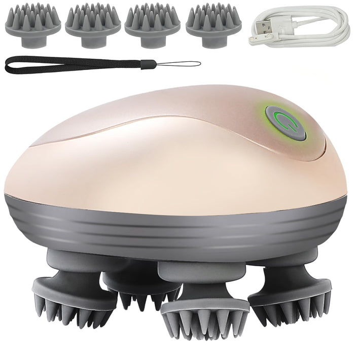 ENBRWAS Electric Hair Scalp Massager,Stress Release Full Body Massage for Headaches Muscles Back Shoulder Calf Pain,Massager for Cats Dogs Pets,Magnetic Charging,Birthday Gifts-Golden Color