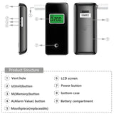 Breathalyzer,Professional-Grade Alcohol Tester with LCD Display,High-Accurate Alcohol Tester with Environment Temperature and Used Records for Home Use (10 Mouthpieces)