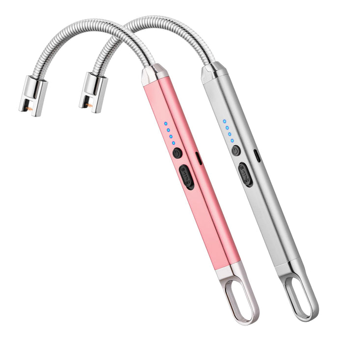 MEIRUBY 2 Pack Lighter Electric Candle Lighter Birthday Gifts for Women Mom Wife Men, Long Electronic Rechargeable USB Lighter Arc Windproof Flameless Lighters for Candle Camping BBQ