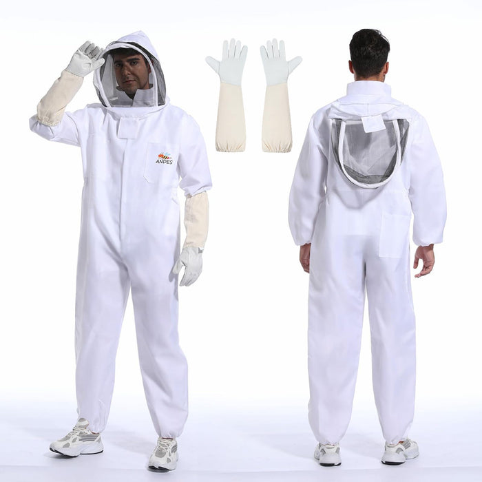 ANDES Sting Proof Bee Suit with Gloves & Fencing Veil, Size XXL(6'3"-6'5")