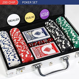 LUOBAO Poker Chips Set for Texas Holdem,Blackjack, Tournaments with Aluminum Case,2 Decks of Cards, Dealer, Small Blind, Big Blind Buttons and 5 Dice,11.5 Gram