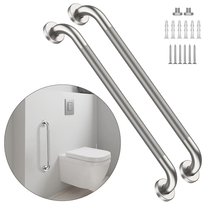 32 Inch Anti Slip Shower Grab Bar, Munzong 2 Pack Stainless Steel Bathroom Grab Bar, Brushed Nickel Knurled Bathroom Balance Bar,Safety Hand Rail Support Handicap Elderly Senior Assist Bath Handle