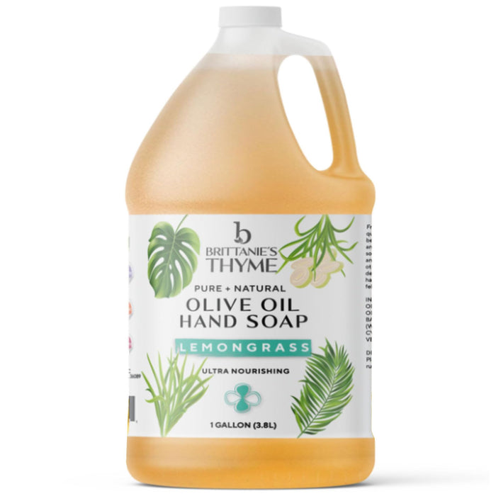 Brittanie's Thyme Organic Olive Oil Castile Liquid Soap Refill, 1 Gallon Lemongrass | Made with Natural Luxurious Oils, Vegan & Gluten Free Non-GMO, For Face, Body, Dishes, Pets & Laundry