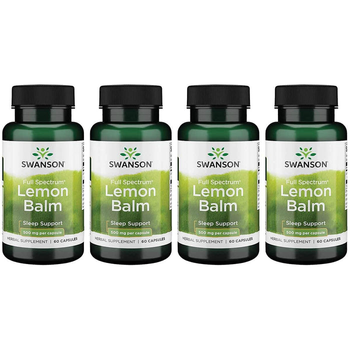 Swanson Full Spectrum Lemon Balm Relaxation Sleep Support 500 Milligrams 60 Capsules (4 Pack)