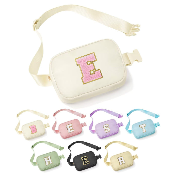 YOOLIFE Christmas Gifts 2024 Ideas - Birthday Gifts Christmas Gifts for 3 4 5 6 7 8 9 10 11 12 Year Old Girl Kids Daughter Sister Granddaughter, Initial Fanny Pack Belt Bag - Letter E, Beige