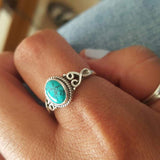 Turquoise Stone Ring 925 Sterling Silver Statement Ring For Women Handmade Rings Gemstone Christmas Promise Ring Size US 8 Gift For Her