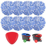 8 Pack RinseClean Spin Mop Replacement Head Refills with 1 Rotating Mop Base Compatible with RinseClean 2 Tank System, Blue Microfiber Mop Refills for Floor Cleaning