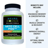 Neurobiologix Mito Cell PQQ Supplement, Mitochondrial Energy Optimizer with PQQ, 9 Ingredients for Immune & Nervous System Support, Cardiovascular Health, Energy Boost & Muscle Tone, 60 Capsules