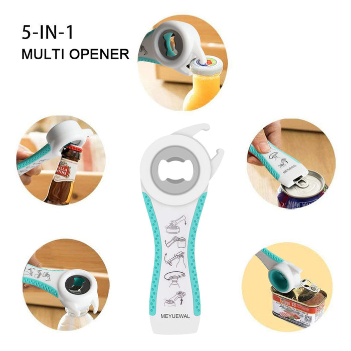 MEYUEWAL Jar Opener, 6 In 1 Bottle Opener for Weak Hands, Lid Opener Jar Opener for Seniors with Arthritis, Easy Can Opener Manual, Multifunctional Jar Opener Gripper for Elderly Kitchen Home