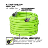 FLEXZILLA Garden Hose with SwivelGrip, 5/8 in. x 100 ft., Heavy Duty, Lightweight, Drinking Water Safe, ZillaGreen - HFZG5100YWS-E