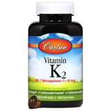 Carlson - Vitamin K2 MK-7 (Menaquinone), 45 mcg, Bone Support, Calcium Bioavailability, K2 Vitamin, Vitamin K-2, 180 Softgels