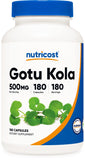 Nutricost Gotu Kola 500 MG, 180 Capsules - Vegetarian Capsules, Gluten Free, Non-GMO