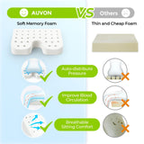 AUVON Wheelchair Seat Cushions (18"x16"x3") for Sciatica, Back, Coccyx, Pressure Sore and Ulcer Pain Relief, Memory Foam Pressure Relief Cushion with Removable Strap, Breathable & Waterproof Fabric