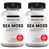 Research Labs 2 Fer 1 Ad Organic Irish Sea Moss Capsules, Raw Wildcrafted Seamoss Enhanced w/Bladderwrack & Burdock Root 240 Total Pills Antioxidant Powerhouse. Thyroid Support