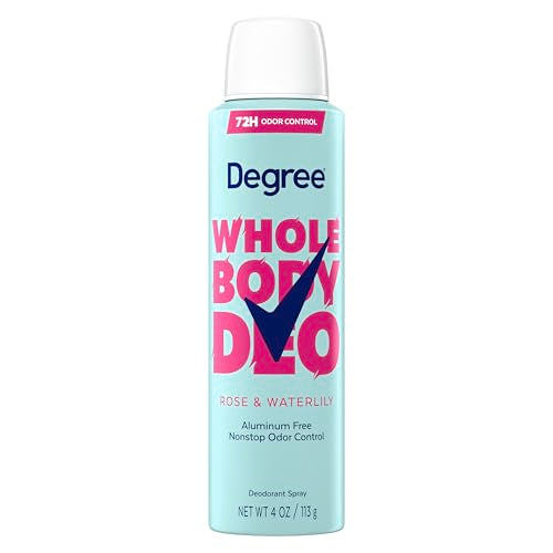 Degree Whole Body Deodorant Rose & Waterlily Deodorant Spray for Women Aluminum Free 72H Odor Protection, 4 oz