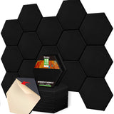 18 Pack Acoustic Panels-12"X10"X 0.4" Self-Adhesive Soundproof Wall Panels High-Density Sound Absorbing Panel Acoustic Treatment Panel Used in Home & Offices （Black Hexagon）