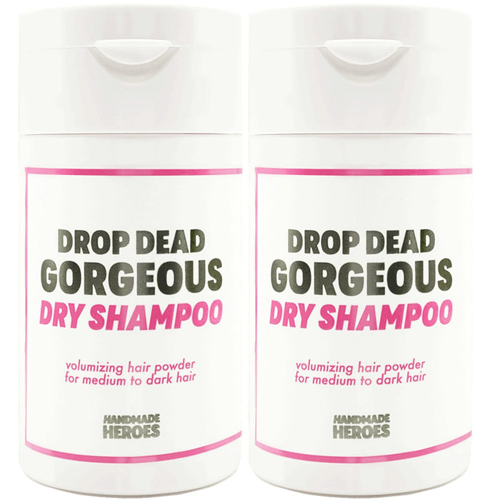 Handmade Heroes Non Aerosol Dry Shampoo Volume Powder | 1.8oz | 100% Natural & Vegan | For Dark Hair & Brunette Hair (2 pc set)