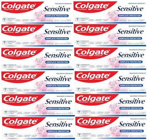 Colgate Sensitive, Complete Protection, Mint Clean, 0.78 oz 22g, Maximum Strength, 12 pk