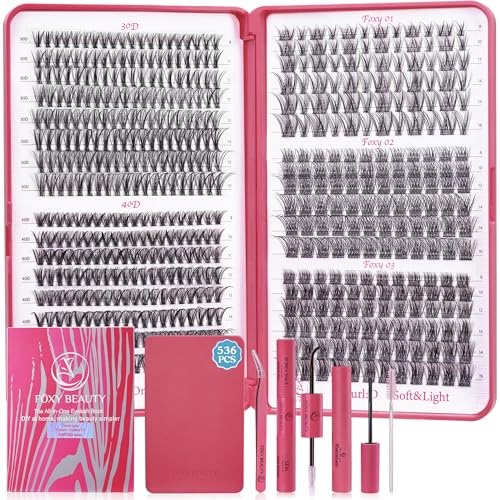 Lash Clusters Kit - 30D 40D Lash Clusters WideSpan 8-16MM Eyelash Clusters D Curl Lash Extension Kit Natural Wispy Eyelash Extension Kit Lashes Clusters with Bond Seal Cluster Eyelash Extensions DIY